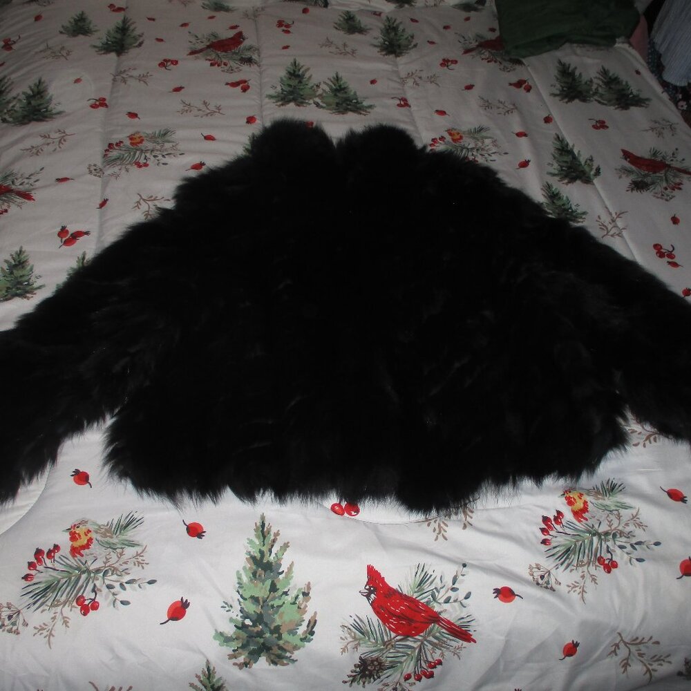 Henig Furs womens Black Dyed Fox fur coat black  L/XL